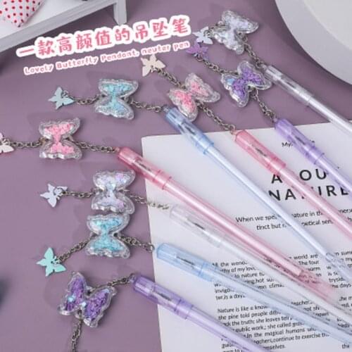 Creative Kawaii Butterfly Gel Pen Cute Pens Student Stationery Pen Black Ink Writing Gel Pens Learning School Supplies Kids Gift