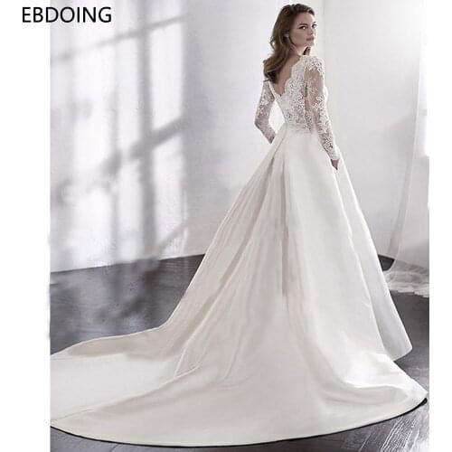 Vestidos De Novia Noble A-line Wedding Dress Lace Newest Long Full Sleeves Bride Dress Scoop Neckline Wedding Gown