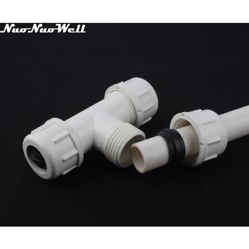 1pcs NuoNuowell Plastic Pipe Equal Tee Connector Union Garden Irrigation Watering System Fittings Thread Lock Tube Quick Adapter
