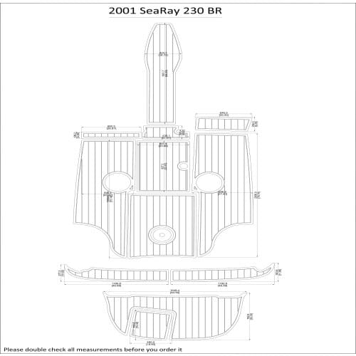2001 SeaRay 230 BR Swim Step & Cockpit Pad Boat EVA Teak Decking 1/4" 6mm