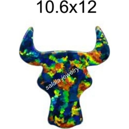 30pcs /lot OP32 Bull Fire Opal 10.6x12mm Bull Head Opal Stone Synthetic Bull Opal for Necklace