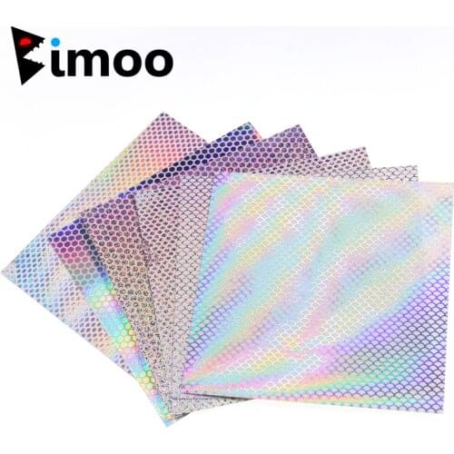 Bimoo 4/6pcs Fishing Lure Sticker 10*10/20cm Holographic Adhesive Film Flash Tape for Fly Bait Lure Making Holographic Film Tape