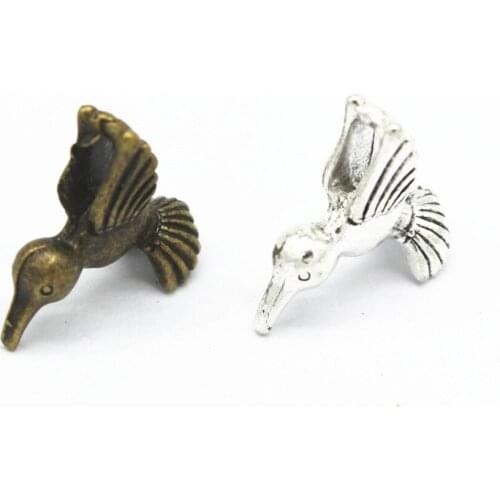 50 PCS 18*15MM Metal Zinc Alloy Antique Bronze/Antique Silver Color Trochilus Pendants Charm For Jewelry Making