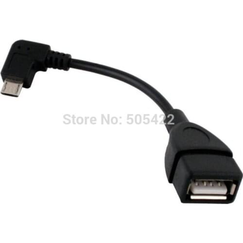 50pcs/lot Left Angle Micro USB B Male to USB 2.0 A Female OTG Adapter Converter Cable