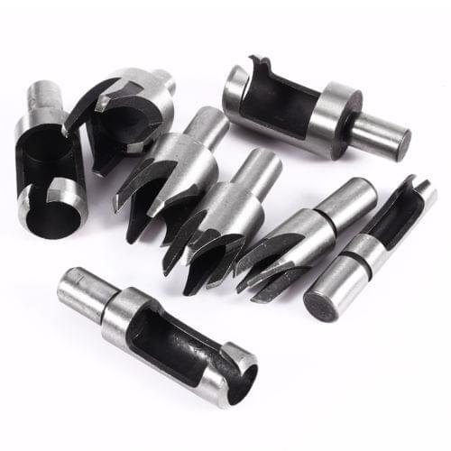 8Pcs/set Carbon Steel Carpentry Wood Plug Cutter Cutting Tool Drill Bits Straight & Tapered Set Round Shank Woodworking tool