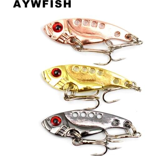 AYWFISH VIB 35mm 3.6g Sinking Mini Metal Vibration Wobbler Handmade Artificial Vibe 3D Lure Eyes Small Fishing Bass Tackle Bait