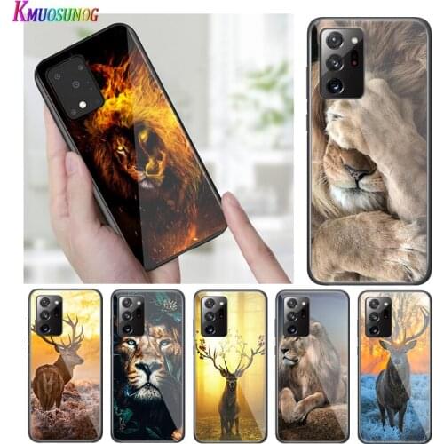 Bright Black Cover Animal Deer Lion Art for Samsung S20 Ultra Plus A91 A81 A71 A51 A41 A31 A21 A21S A11 5G Phone Case