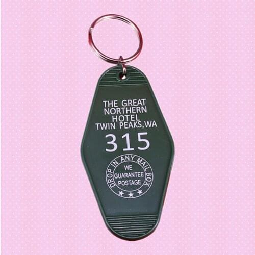 David Lynch Twin Peaks Fire Walk with Me Hotel Agent Dale Cooper room keychain murder investigation Key Tag Key Ring Keyfob