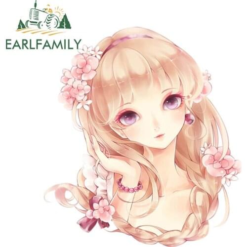 EARLFAMILY 13cm x 11.8cm for Anime Toddler Blonde Hair Graffiti Decal Waterproof Car Sticker Surfboard Car Assessoires RV Decor
