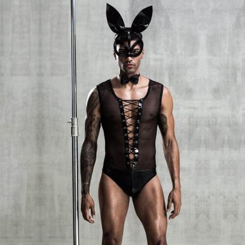 Bunny Men Sexy Erotic Lingerie Outfit Uniform Cosplay Costume Rabbit Bodysuit Hot Cool Sex Role Play Porno Nightwear