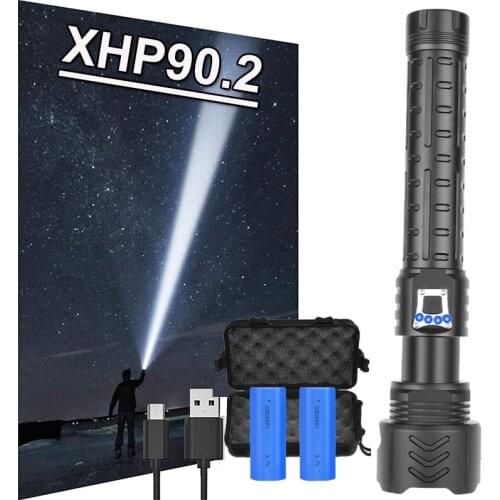 Newest XHP90 Flashlight 5 Modes 500 Meters Long Shot Flashlight Torch Lanterna As Power Bank With Power Display Use 26650 Batter