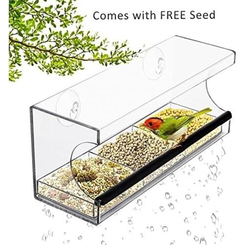 IPCS Transparent Pet Bird Feeder Bird Cage Acrylic Bird House Clear Ceiling Window Absorption Installation