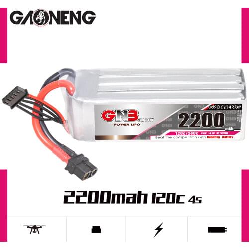 Gaoneng GNB 2200mAh 4S 14.8V 110C/220C Lipo Battery XT60 Plug for 450 Class Helicopter RC Quadcopter Multirotor RC FPV Parts