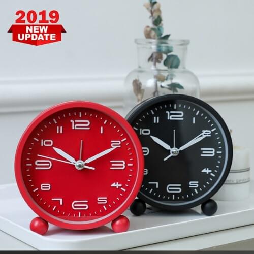 Cute Small Fresh Alarm Clock Student Bedroom Bedside Night Light Table Clock Metal Pointer Digital Clock