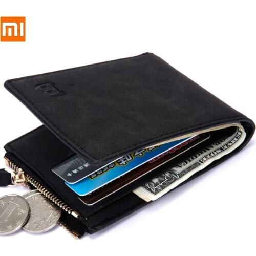Xiaomi Mens coin purse Money clip dollar bag PU Leather Card Wallet Business ID Card Holder