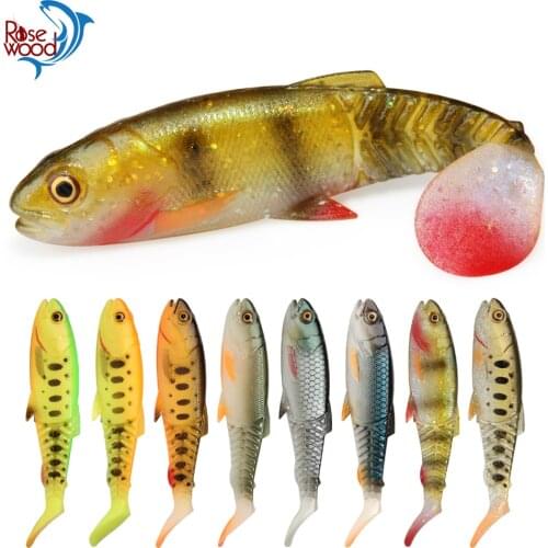 RoseWood Soft Swimbait Bass Saltwater Fishing Lures Bait T-Type Paddle Tail Realistic Color Shad for Bass Trout Pike Walleye