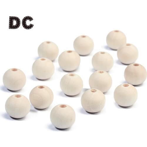 DC 100pcs/lot Natural Wooden Round Beads 6mm 8mm 10mm 12mm 14mm Organic Unfinished Women Necklaces Bead for Kid Jewelry Making