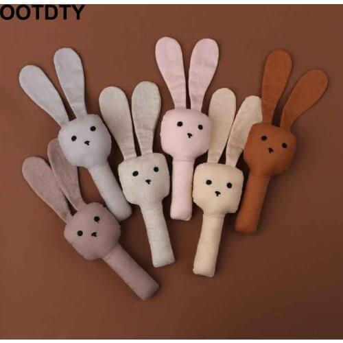 New Baby Hand Bells Rattles Soft Plush Shaking Toys Newborn Gift Infant Early Educational Toy Cute Rabbit