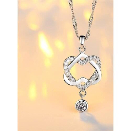 New ladies fashion hot creative minimalist necklace female concentric double heart pendant necklace holiday gift бижутерия #40