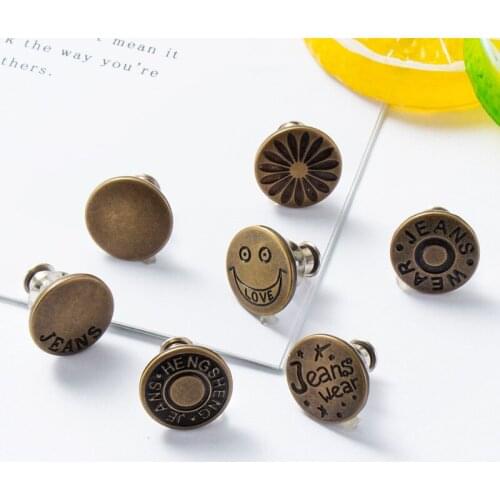 NEW Detachable Retro Metal Buttons Snap Fastener Pants Pin for Jeans Retractable Button Sewing-Free Buckles Perfect Fit