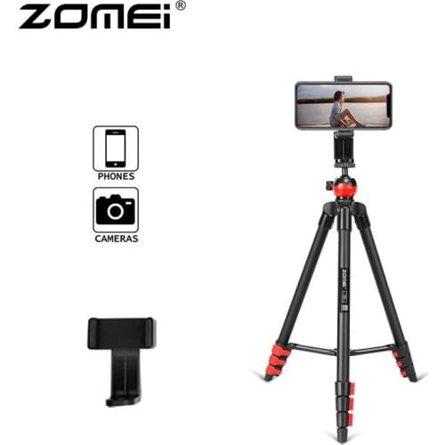 ZOMEI T60 photography Selfie stick flexible universal tripod Stand with ball head tripod phone adapter for Smartphone Camera