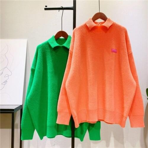 Oversized Sweater Lazy Oaf Jumper Womens Plus Size Knit Pullover Autumn Winter Thick Warm Purple Sweater Round Neck Pullover