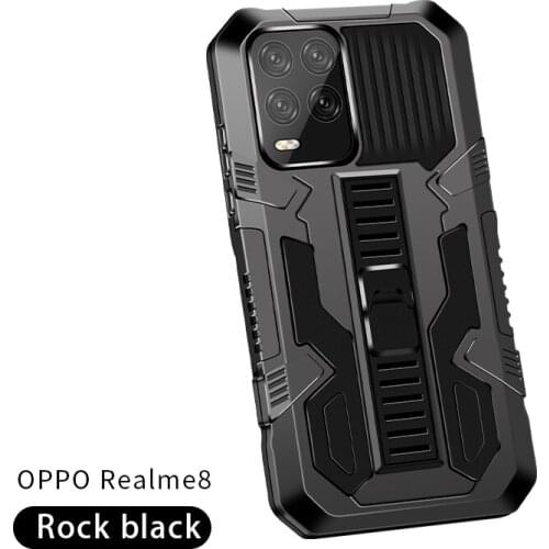 Shockproof Armor Phone Case For OPPO Realme 8 Pro Kickstand Holder Soft TPU Bumper Hard PC Protective Back Cover Coque Fundas