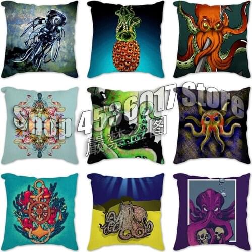 Cartoon colorful octopus Cushion Cover 45*45cm Pillowcase Red Home Decorative Sofa Cushions Pillowcover For Home Decor