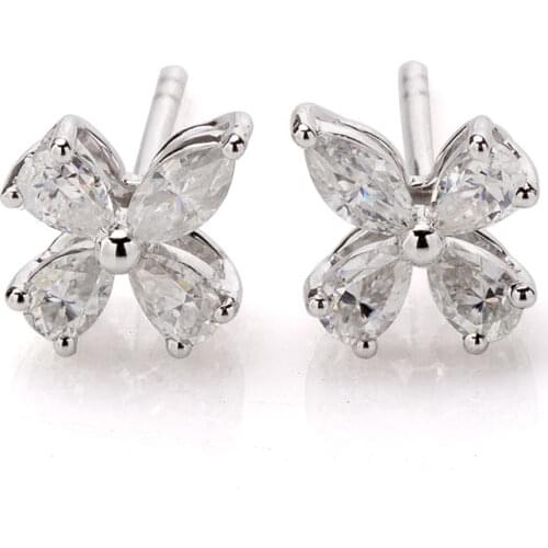 Four Leaf Clover Moissanite Stud Earrings 0.3ct Earrings for Beauty Boucle