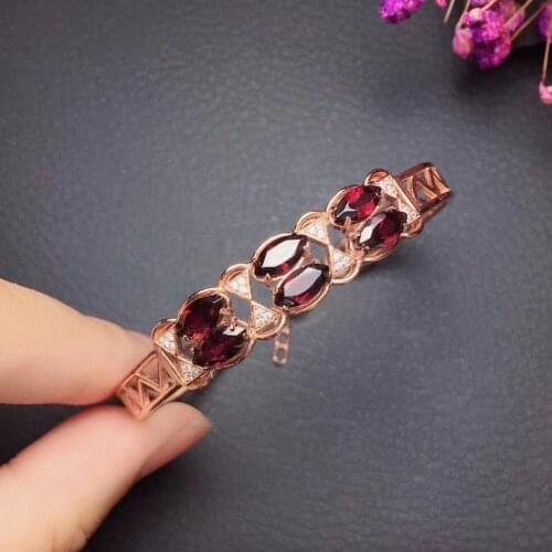 Super Quality 100% Natural and Real Garnet Bangle 925 sterling silver Garnet Bangle