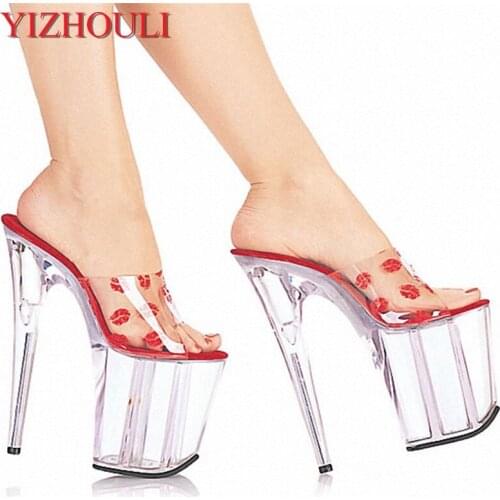 20 cm high heel shoes crystal stiletto heel sandals model necessary Fashion sexy Slippers