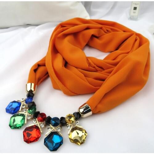 14 Colors Gglass Silk Scarf Pendants Necklace Jewelry & Jewelry 2020 Necklace Women Fashion Jewelry
