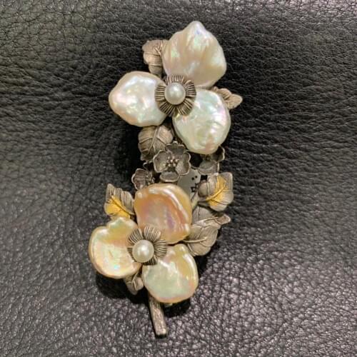 Vintage china tradtional pattern antique flower brooch pin & pendant double use 925 sterling silver simple and elegant