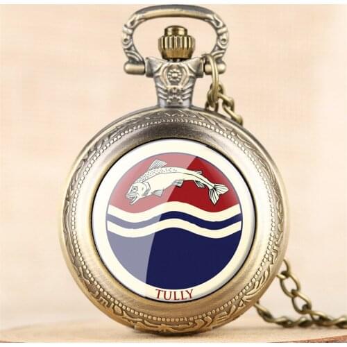 Vintage Tully Theme Quartz Pocket Watch Exquiste Necklace Chain Steampunk Cool Pendant Clock Gifts Kid Men Women