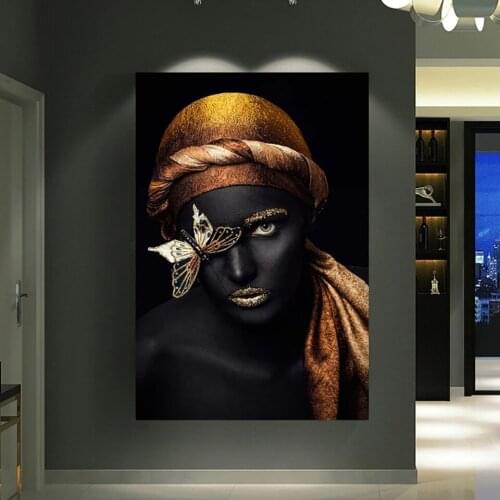 High Definition Fine Gold of The Nobility African Woman Costly Makeup Is Worn Poster Wall Art Picture For Living Room Home Deco