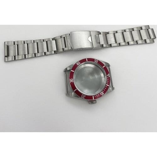 High quality case accessories 41mm 316L stainless steel case, watch chain with fixed black aluminum frame