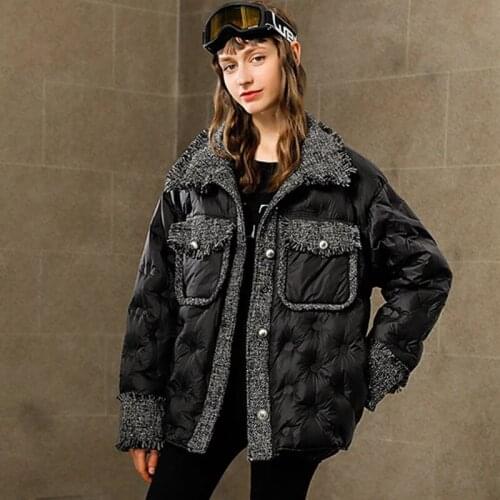 Moramoon Winter Coats Female Fashion Lightweight White Duck Down Tweed Short Puffer Womens Jackets Black Casual Ladies Outwear