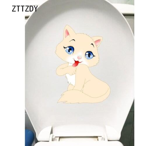 ZTTZDY 16.9*23.9CM Beautiful Cat Bedroom Home WC Toilet Seat Sticker Wall Decor T3-0316