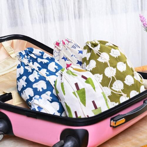 1PC 25*32cm Cotton Draw string Floral Storage Bag Toy Laundry Bags Home Travel A150