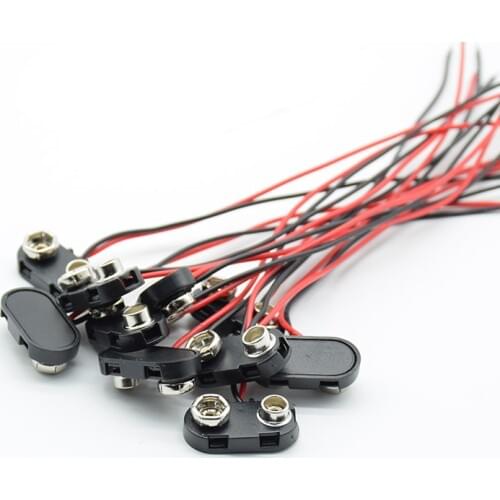 10pcs/5pcs T type 9V Battery Snap Connector clip Lead Wires holder Line length 15CM