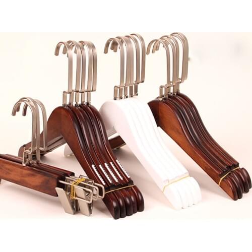 10pcs/lot 32cm Wood Hanger Baby Clothes Store Hangers Children Wooden Non-slip Trousers Clips