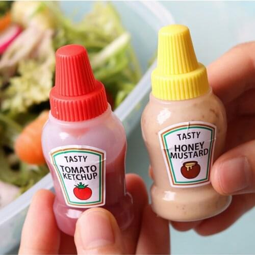 2pcs/set 25ML Mini Tomato Ketchup Bottle Portable Small Sauce Container Salad Dressing Container Pantry Containers for Bento Box