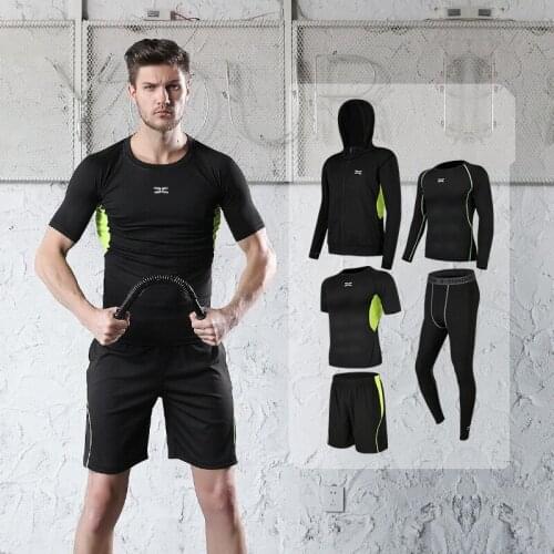 2021 Running Sports Suit Mens Casual Mens Fitness Wear Sports Shorts Quick-drying Tights Short-sleeved Training Sportswear