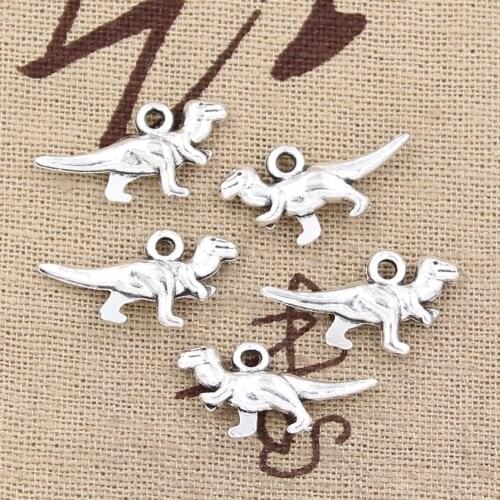 25pcs Charms Dinosaur t-rex 20x12mm Antique Silver Color Plated Pendants Making DIY Handmade Tibetan Silver Color Jewelry