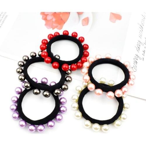 300pcs/lot Simple Multi Towel Ring Nail Pearl Rubber Bands Elasticity Seamless Hair Bands Styling Tools Accessories HA1456