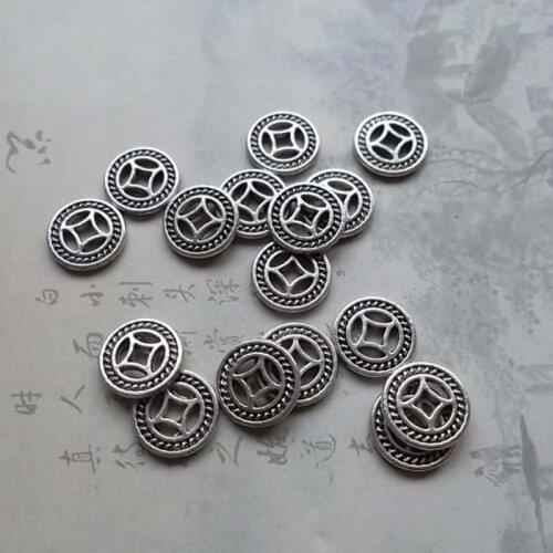 50pcs/lot Vintage Wheel Design Metal Connector Beads 10mm Round Handmade Craft Spacer Beads Women Jewelry Making Bracelets