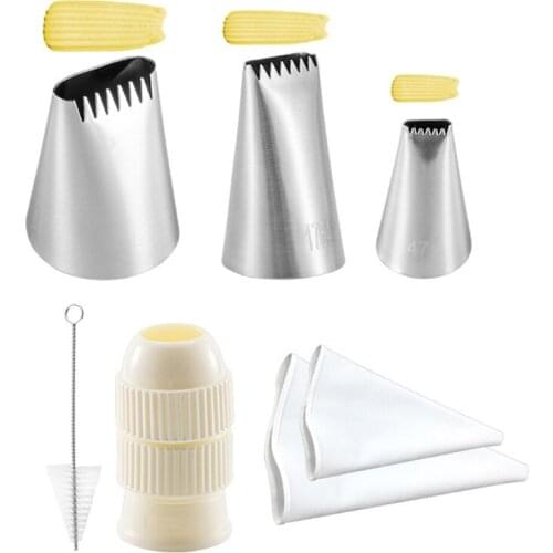 7 pieces Stainless Steel Pastry Nozzle for Cream with Cotton Pastry Bag Cake Icing Decoration Piping Kits Baking Set