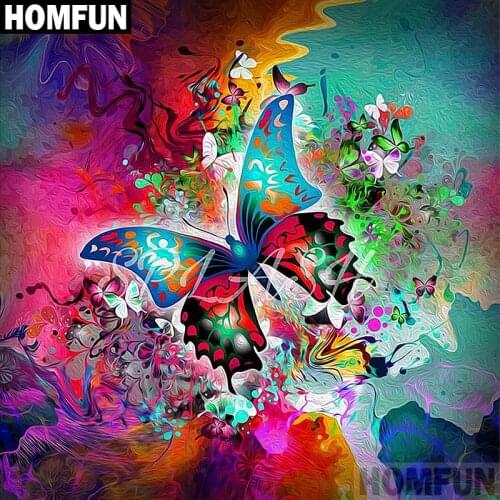HOMFUN 5D Diy Diamond Painting Cross Stitch "Butterfly" Home Decor Full Rhinestones Inlay Diamond Embroidery A02188
