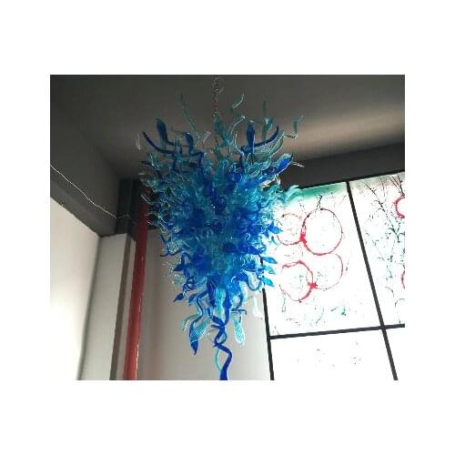 Free Shipping 110/220v AC Led Splendid Art Glass Living Hand Blown Glass Blue Chandeliers