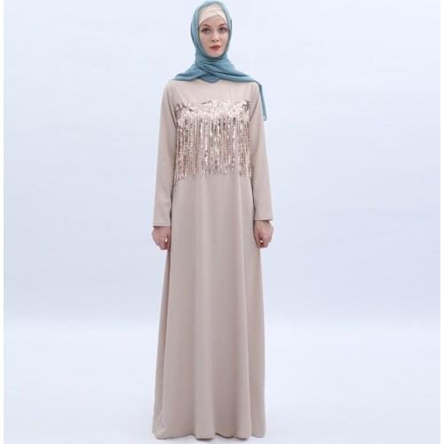Elegant Muslim Sequins Abaya Tassels Full Dress Cardigan Kimono Long Robe Gowns Jubah Middle East Vestidos Eid Ramadan Islamic